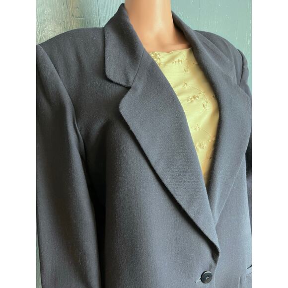 Talbots VTG Navy Blue Wool Blend Blazer 16 Career Business Old Money Preppy - Picture 2 of 4